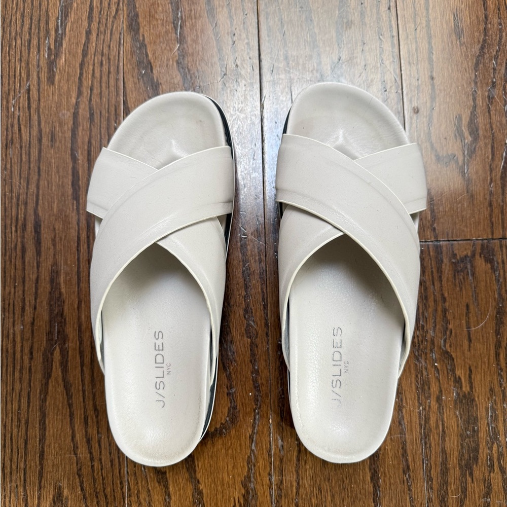 J/Slides Women's Cream Slide Sandals